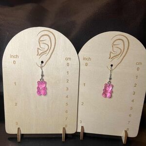 Charming Pink Bear Drop Earrings